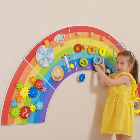 Juego Pared Madera Diseño Arcoiris-3