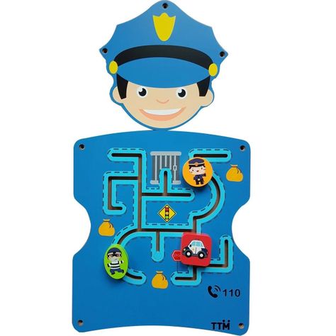 Juego Pared Madera Diseño Policía-0