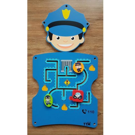 Juego Pared Madera Diseño Policía-1