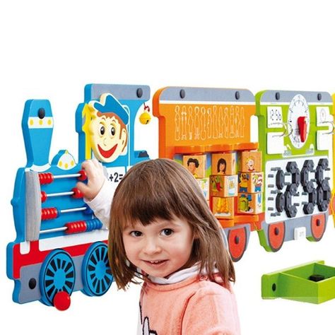 Juego Pared Madera Diseño Tren-5