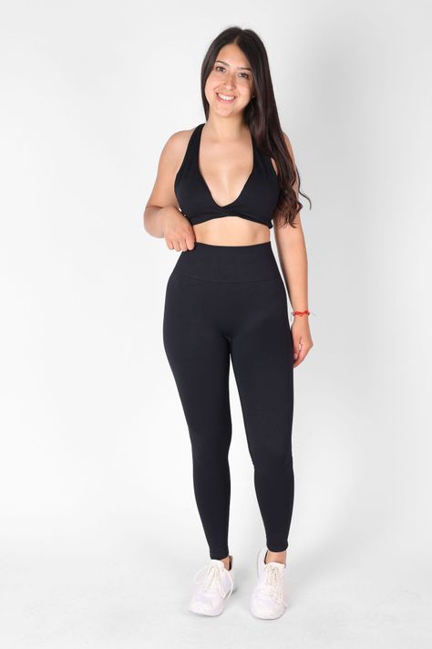 Calza Mujer Deporte Levanta cola doble Push Up Negro de Alta calidad-2