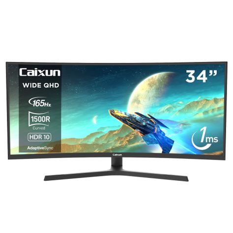 Monitor Gamer Curvo Caixun 34" WQHD VA 1500R 165Hz HDMI DP Tipo C USB 1m C34C2WQ-0