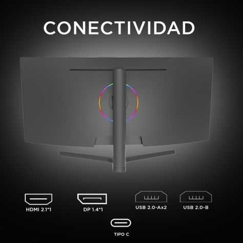 Monitor Gamer Curvo Caixun 34" WQHD VA 1500R 165Hz HDMI DP Tipo C USB 1m C34C2WQ-1