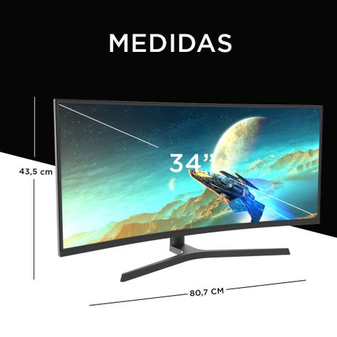 Monitor Gamer Curvo Caixun 34" WQHD VA 1500R 165Hz HDMI DP Tipo C USB 1m C34C2WQ-3