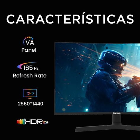 Monitor Gamer Curvo Caixun 27" QHD VA 1500R 165Hz HDMI DP Tipo C 1ms C27C2Q-2