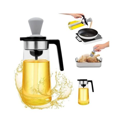 Aceitero De Vidrio 550ml Antigoteo Con Brocha De Silicona-1