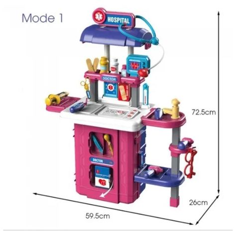 Juguete Set Maleta Doctor 38 Piezas 4 En 1 Morado Infantil-2