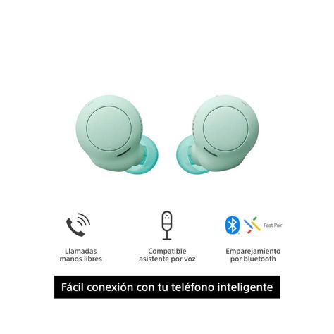 Audifonos Bluetooth TWS IPX4 10H InEar Verde Menta WF-C500-3
