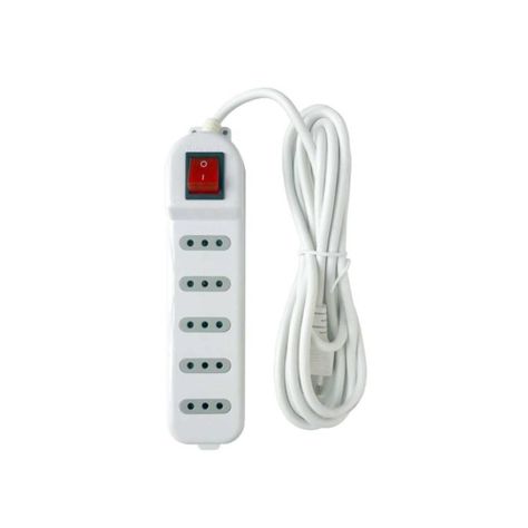 Zapatilla Alargador 5mt 5 Entradas Blanco-0