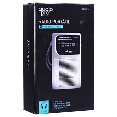 Radio De Bolsillo Portatil AM FM Gris AP02079-2
