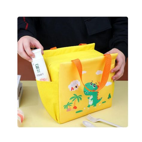 Lonchera Bolsa Termica 23x13x19cm Amarilla Dinosaurio-1