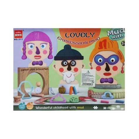 Set Crea Caras Graciosas Masas Juguete Verde-0