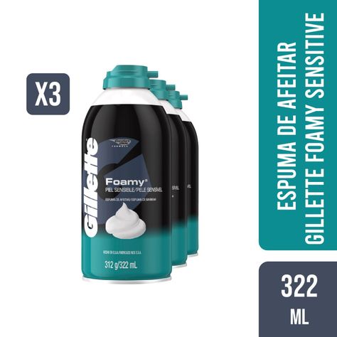 3 Espuma de Afeitar Gillette Foamy Sensitive 312g-0