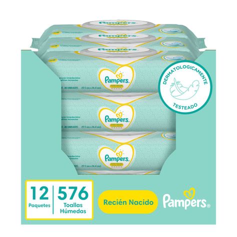 12 Paquetes Toallitas Húmedas Wipes Pampers Recién Nacido -0