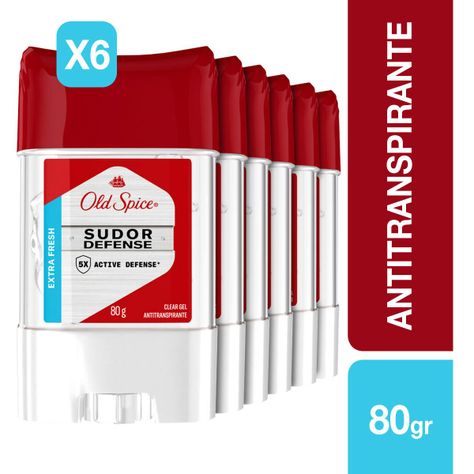 Pack 6 Gel Antitranspirante Old Spice Sudor Defense Fresh 80g-0