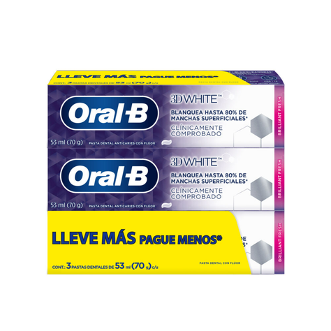 3 Pasta de Dientes Oral-B 3D White Brilliant Fresh 53ml-5