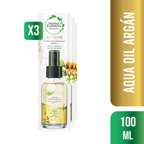 Pack 3 Aceites Herbal Essences BioRenew Argan Oil&Aloe 100ml-0