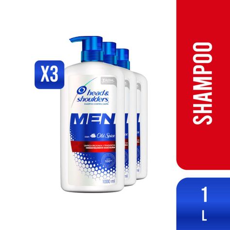 Pack 3 Shampoo Head & Shoulders Men con Old Spice 1L-0