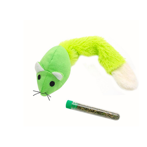 Ratón Con Tubo De Catnip Verde-0