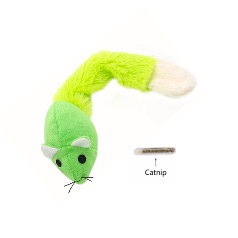 Ratón Con Tubo De Catnip Verde-2