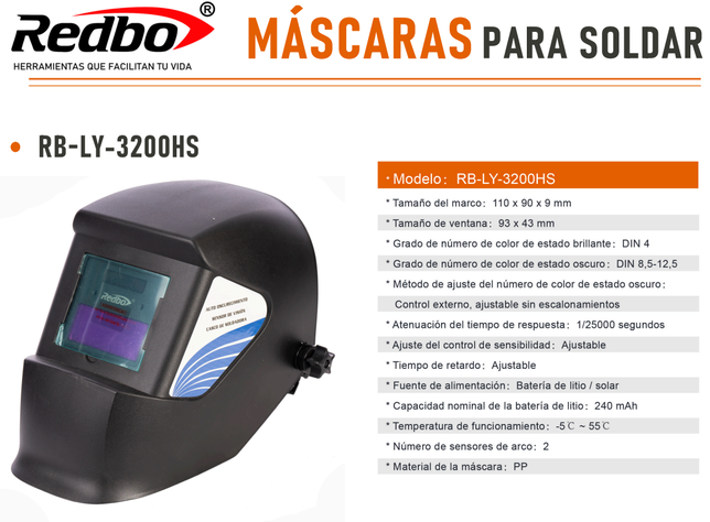 MASCARA DE SOLDAR FOTOSENSIBLE RB-LY-3200HS REDBO-4