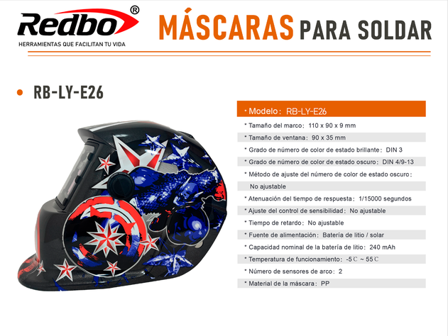MASCARA DE SOLDAR FOTOSENSIBLE RB-LY-E26 REDBO-4