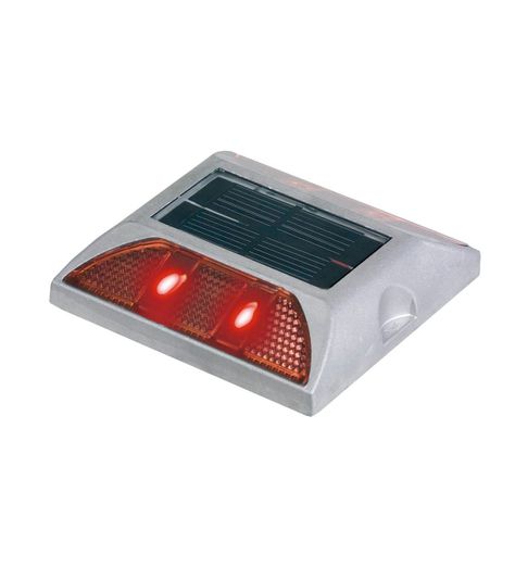 Tacha viabilidad solar sin vástago doble led roja QRubber-0