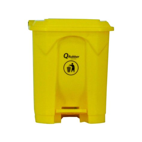 Basurero Contenedor Basura Qrubber 30lts. amarillo con pedal-0