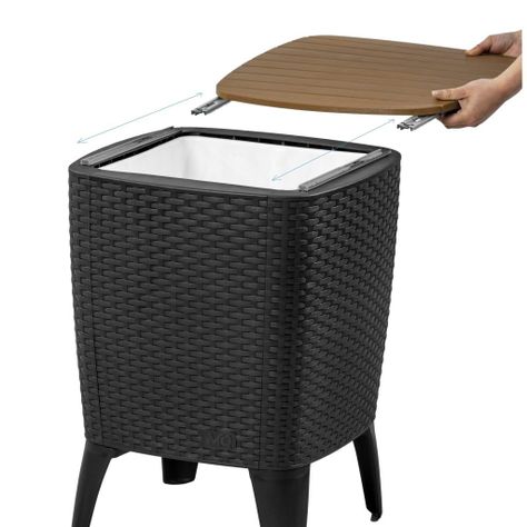 Mesa Cooler Capri Tipo Rattán Negro Café Terraza MQ QRubber-4