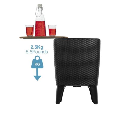 Mesa Cooler Capri Tipo Rattán Negro Café Terraza MQ QRubber-5