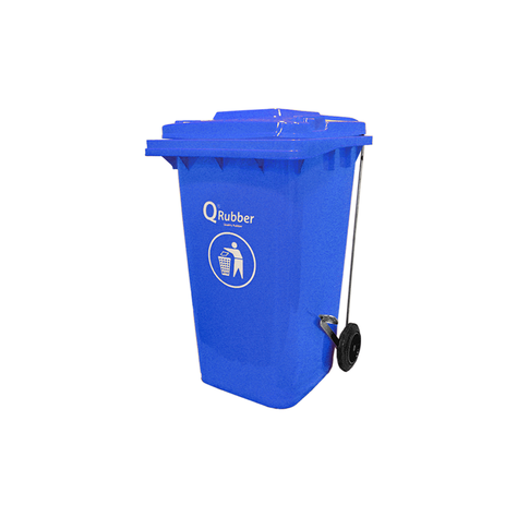 Basurero Contenedor Basura 240 lts azul con pedal QRubber-0
