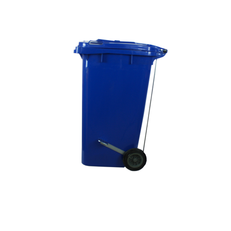 Basurero Contenedor Basura 240 lts azul con pedal QRubber-1