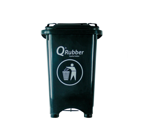 Basurero Contenedor Basura 50 lts. con pedal gris QRubber-0