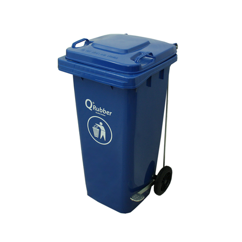 Contenedor de Basura 120 lts. con pedal azul Qrubber-0