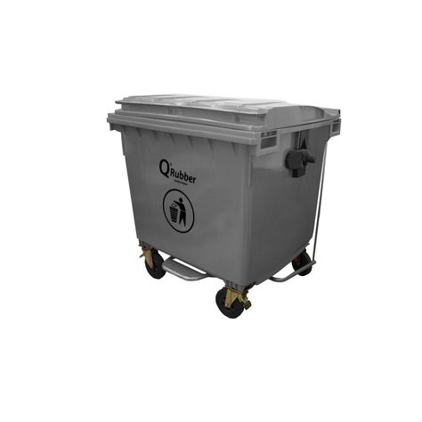 Contenedor de Basura 1100 lts gris con pedal QRubber-0