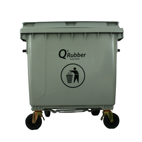 Contenedor de Basura 1100 lts gris con pedal QRubber-2