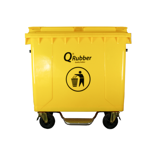 Basurero Contenedor Basura 660 lts amarillo pedal QRubber-0