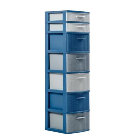 Cajonero 7 Niveles Space Azul Blanco tipo Rattán MQ QRubber-0