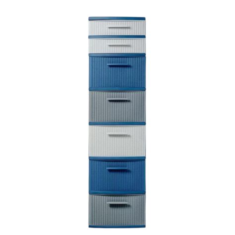 Cajonero 7 Niveles Space Azul Blanco tipo Rattán MQ QRubber-1
