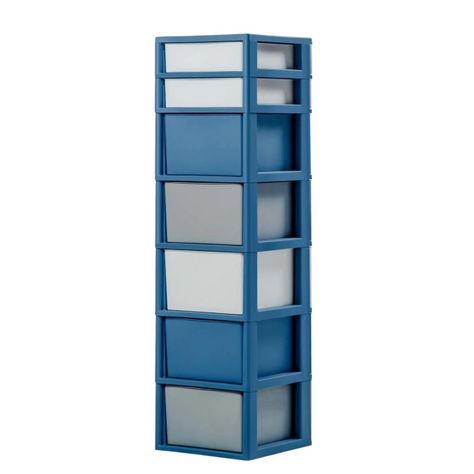 Cajonero 7 Niveles Space Azul Blanco tipo Rattán MQ QRubber-4