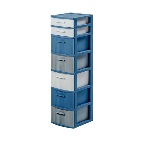 Cajonero 7 Niveles Space Azul Blanco tipo Rattán MQ QRubber-5