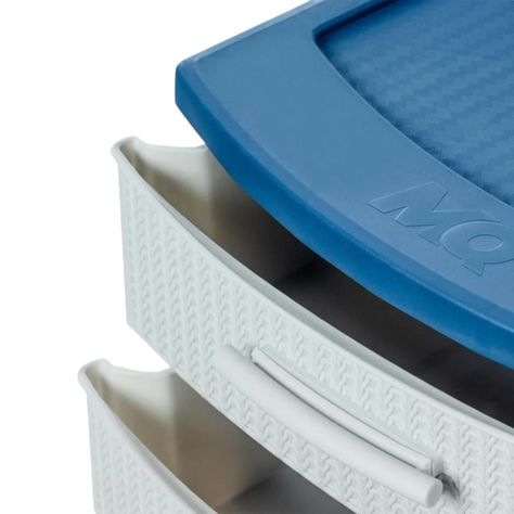 Cajonero 7 Niveles Space Azul Blanco tipo Rattán MQ QRubber-8