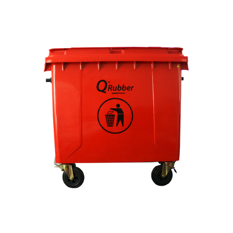 Basurero Contenedor Basura  660 lts rojo QRubber-0