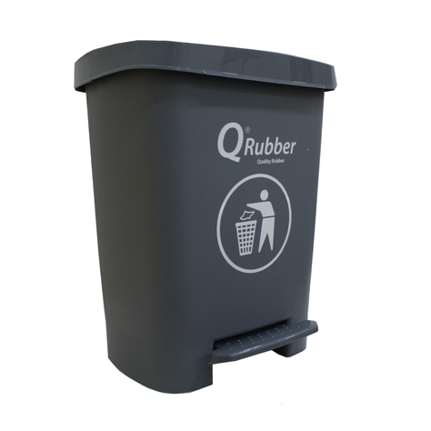 Basurero Contenedor Basura 30lts. gris con pedal Qrubber-0