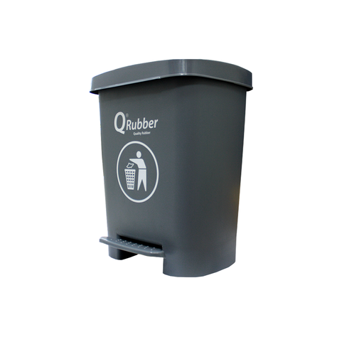 Basurero Contenedor Basura 30lts. gris con pedal Qrubber-2