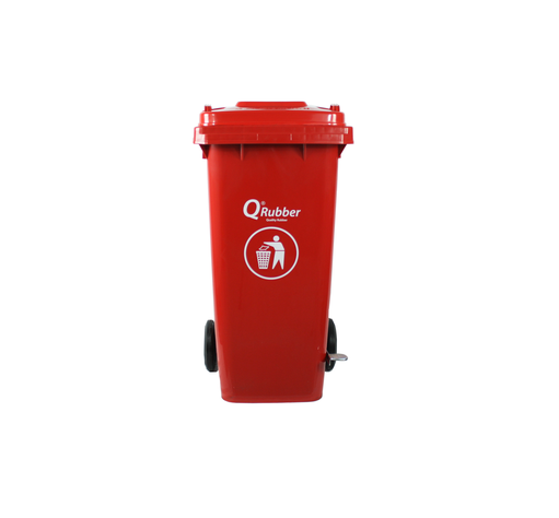 Basurero Contenedor Basura 120 lts. con pedal rojo QRubber-0