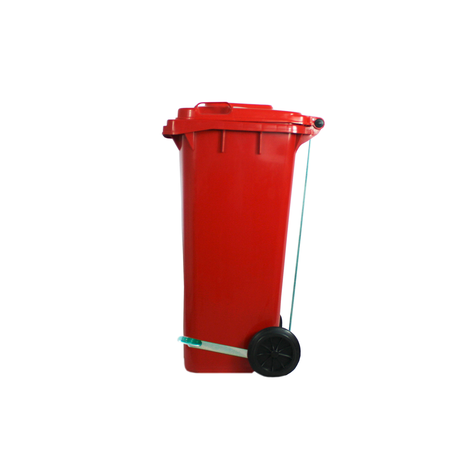 Basurero Contenedor Basura 120 lts. con pedal rojo QRubber-1