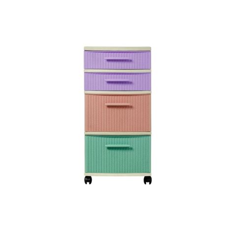 Cajonero 4 Niveles Candy Multicolor tipo Rattán MQ QRubber-1