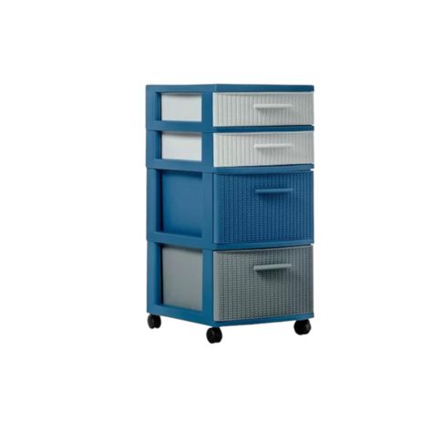 Cajonero 4 Niveles Space Azul Blanco tipo Rattán MQ QRubber-0