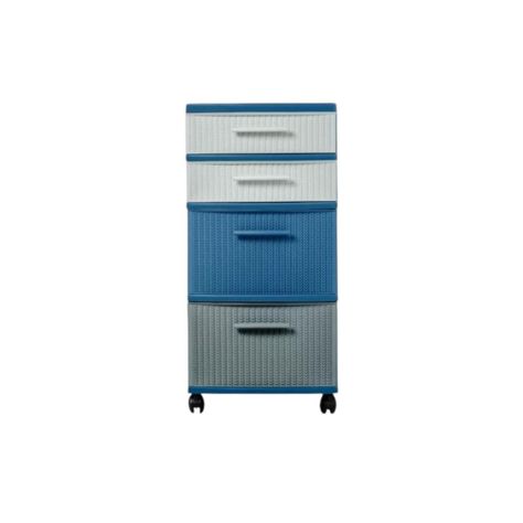 Cajonero 4 Niveles Space Azul Blanco tipo Rattán MQ QRubber-1